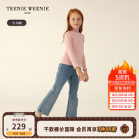 Teenie Weenie Kids小熊童装24秋冬款女童高领花边纯色打底衫毛衣 粉色 150cm