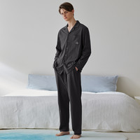 芬腾 男士睡衣春秋季纯棉长袖开衫套装大码休闲宽松男款全棉家居服