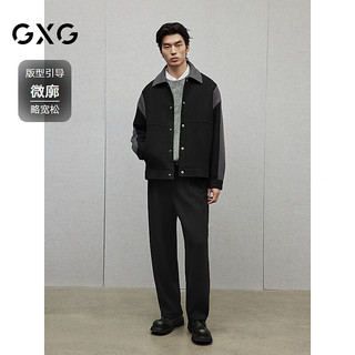 GXG男装 黑色拼接设计时尚高级短款大衣外套男士 24年冬季 黑色 185/XXL