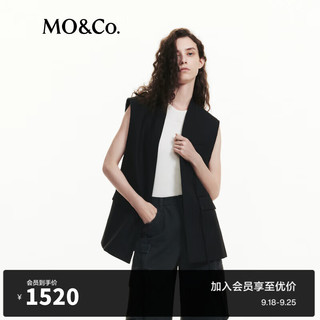 MO&Co.2024秋新中式宽肩毛边袖口西装马甲MBD3WAIT01 黑色 L/170