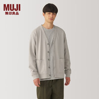 MUJI 無印良品 无印良品（MUJI）男式 双层织 米兰诺罗纹V领开衫 男士毛衣男款针织衫24年冬 灰色