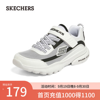 斯凯奇（Skechers）运动鞋子休闲网布透气舒适百搭时尚403778L 白色/黑色/WBK 33.5码