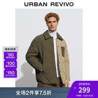 UR2024秋冬男装设计感撞色葫芦形绗缝翻领棉服UML130024 军绿 XL