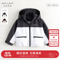马克珍妮 marc & janie男女童城市户外拼色外套软壳衣儿童夹克秋装241309 漂白 130cm