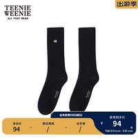 Teenie Weenie小熊2024年秋季简约舒适中筒袜通勤休闲女士袜子 黑色 1双 FRE