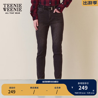 Teenie Weenie小熊秋冬牛仔裤铅笔长裤女 黑色 175/XL