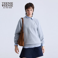 Teenie Weenie小熊2024年冬季新款轻奢质感圆领插肩袖卫衣套头上衣