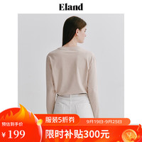 ELAND衣恋长袖T恤女圆领微宽松简约休闲舒适百搭上衣2024春秋款 浅卡其色(36)L/Beige M/165