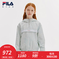 FILA 斐乐 童装儿童上衣2024秋季女中大童休闲连帽梭织外套 满印一-ZA 165