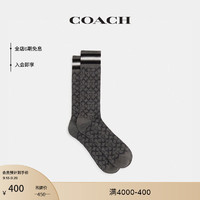 COACH 蔻驰 女士经典标志中筒袜 炭黑色