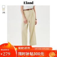 ELAND衣恋直筒裤女百搭橡筋设计弹力舒适宽松9分通勤裤子24夏 浅卡其色(36)L/Beige L/170