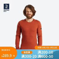 DECATHLON 迪卡侬 美利奴羊毛衫男保暖衫T恤保暖上衣透山地徒步户外上衣FOR1暖橙色M/175-2487358