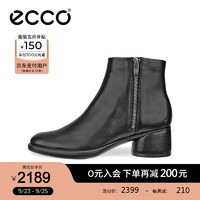 爱步（ECCO）靴子女 2024年秋季百搭经典简约牛皮女靴 奢华雕塑35 222473 黑色22247301001 37