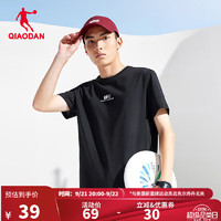 QIAODAN 乔丹 短袖t恤男士夏季棉透气速干针织上衣 黑色 5XL