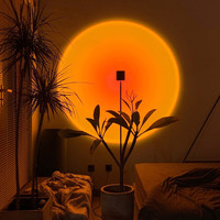 ANGDL 昂的 落日灯ins网红拍照夕阳灯落地灯卧室投影日不落灯床头余晖氛围灯 落地H80CM日落红(功率10W）