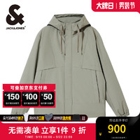 杰克·琼斯（JACK&JONES）秋冬保暖潮流运动纯色连帽立领休闲棉服外套男装224309010 E02鼠尾草色 180/100A/L