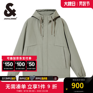 杰克·琼斯（JACK&JONES）秋冬保暖潮流运动纯色连帽立领休闲棉服外套男装224309010 E02鼠尾草色 165/88A/XS