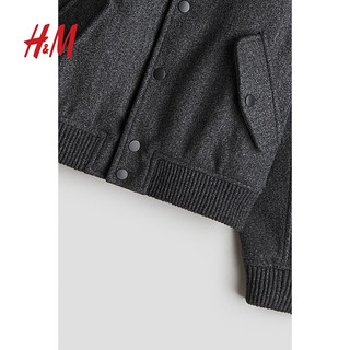 H&M2024秋季童装男童毛毡飞行员夹克1255948 混深灰色 170/88