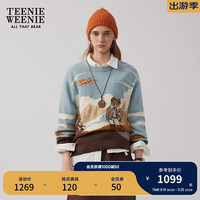 Teenie Weenie小熊女装卡通毛衣2024冬季休闲保暖软糯加厚毛衫 撞色 170/L