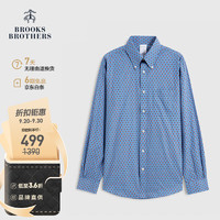 Brooks Brothers BrooksBrothers男士新纯棉个性印花长袖衬衫4003-蓝色 S