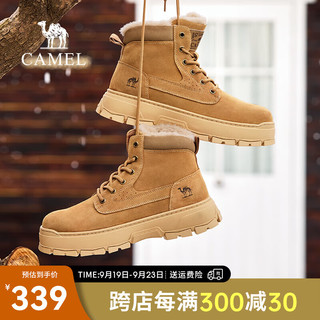 骆驼（CAMEL）雪地靴2024冬季高帮加绒保温锁暖复古经典户外徒步工装靴男 G14W136663 土黄 43