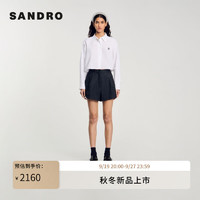 SANDRO2024秋季女装法式时尚钻饰高腰休闲短裤SFPSH00410 240/深灰色 34