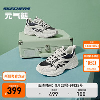 SKECHERS 斯凯奇 元气熊丨秋季老爹鞋跑步软底网面透气轻便增高运动鞋女鞋休闲鞋 896205-NTBK 自然色/黑色 38