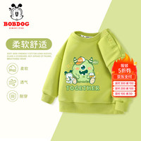 BoBDoG巴布豆儿童卫衣春秋款宝宝秋装男童圆领休闲套头衫中小童童趣可爱衣服 浅绿 绿怪巴布 110cm