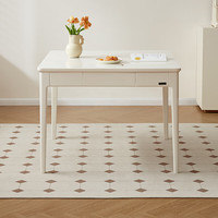 全友家居奶油风餐桌钢化玻璃小户型客厅家用吃饭小方桌椅组合670250 【钢化玻璃】方桌