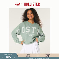 HOLLISTER24秋美式图案宽松圆领长袖运动衫卫衣女 KI352-4191 灰绿色 M (165/92A)