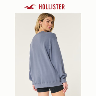 HOLLISTER24秋美式图案宽松圆领长袖运动衫卫衣女 KI352-4191 灰蓝色 M (165/92A)