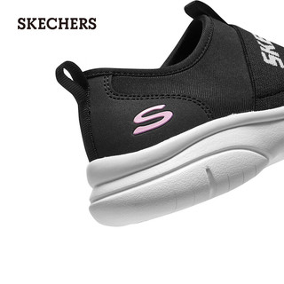 斯凯奇（Skechers）中大童休闲轻盈透气一脚蹬懒人鞋子302579L 黑色/粉红色/BKPK 36码