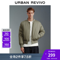 UR2024秋冬季男装美式高街飞行员夹克宽松棉服UMF130040 灰绿 XS