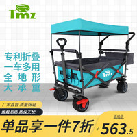 Tmz 户外露营推车折叠营地车儿童野营推车野餐车户外推车露营装备车 100L -2138WBB-带刹+后框-蓝/灰色