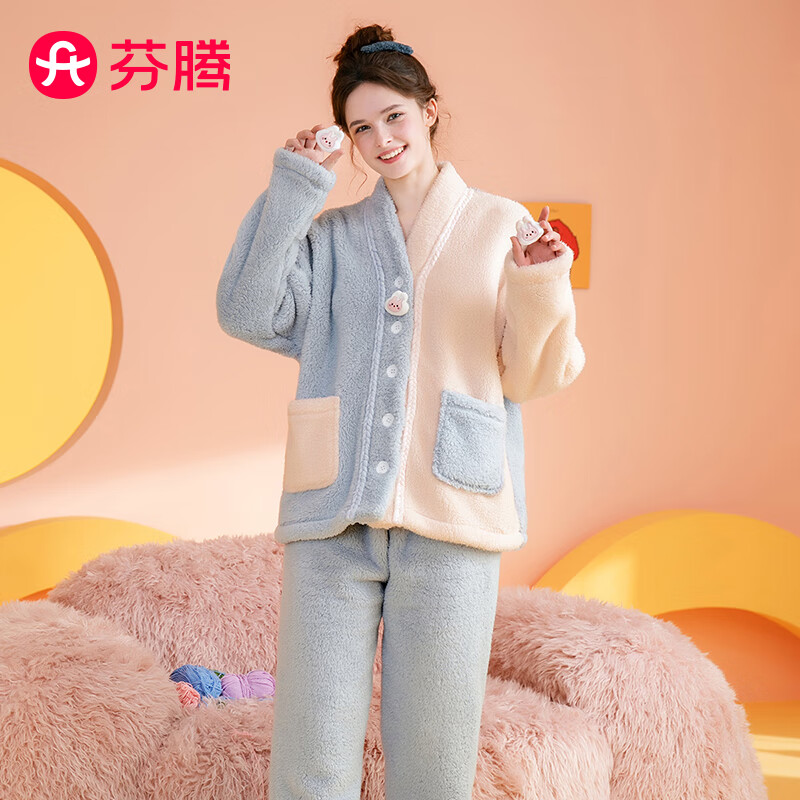 珊瑚绒女家居服睡衣套装