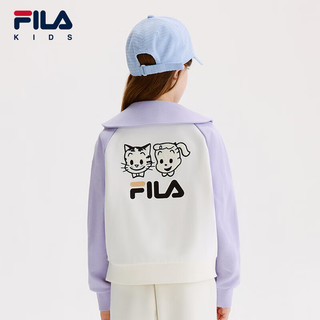 FILA KIDSx原田治联名系列斐乐儿童卫衣2024冬季女中大童上衣 云菇白-WT 165cm