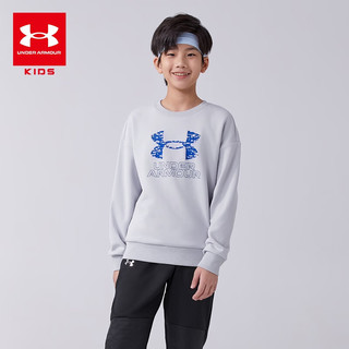 安德玛（Under Armour）童装儿童卫衣大童加厚套头上衣秋季运动综训舒适休闲服244103110 浅灰 160