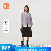 海澜之家（HLA）羽绒服女装24火山岩棒球领保暖外套女冬季 浅紫Y2 160/84A M100-115斤