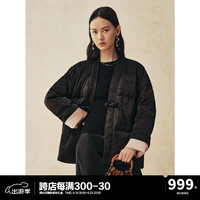 太平鸟【苏州博物馆 x 太平鸟联名合作系列】锦绣国风缎面提花羽绒外套 黑色 XS