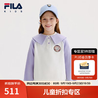 FILA KIDSx原田治联名系列斐乐儿童卫衣2024冬季女中大童上衣 云菇白-WT 130cm