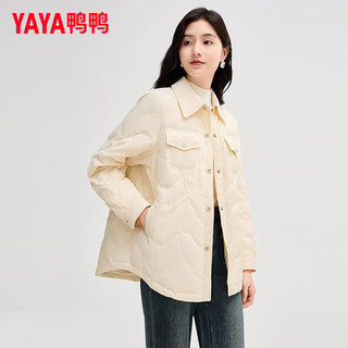 鸭鸭羽绒服鸭鸭（YAYA）轻薄羽绒服女短款2024年秋冬时尚休闲衬衫领显瘦保暖外套K 粉色 165/88A(L)