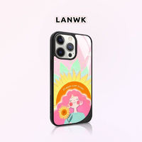 LANWK 朗唯科 可爱麻袋艺术家联名iPhone16手机壳苹果15pro手机壳新款iPhone14promax磁吸卡通防摔玻璃保护套 新升级更轻薄 深空黑 iPhone 14 Pro