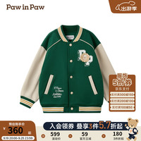 PawinPaw卡通小熊童装2024年早秋男女大小童夹克棒球服撞色 Green绿色/40 90cm