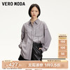 VERO MODA VEROMODA衬衫女2024秋翻领撞色线条装饰落肩长袖舒适休闲潮流 神秘灰色 160/80A/S