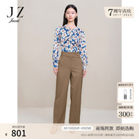 玖姿（JUZUI）通勤优雅OL直筒休闲裤女2024春季JWDC11013 卡其 M