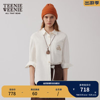 Teenie Weenie小熊女装衬衫女2024冬季女衬衣白色上衣休闲长袖 象牙白 170/L