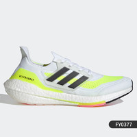 ADIDAS阿迪达斯跑步鞋男 Ultra Boost 21 三叶草透气休闲女鞋大童 白荧光黄-FY0377 40.5