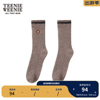 Teenie Weenie小熊2024年秋冬绵羊毛混纺中筒袜条纹撞色袜子女 棕色 1双 FRE