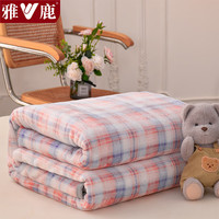 雅鹿冬天加厚毛毯被子加绒盖毯冬季宿舍单人办公室双层拉舍尔铺床毯 格韵粉【A类品质 母婴皆宜】 200*230cm【加厚单毛毯】