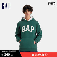 Gap男女装2024秋冬毛巾绣logo抓绒连帽卫衣休闲上衣676165 绿色 180/100A(XL)亚洲尺码